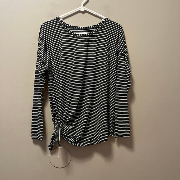 Lululemon To‎ The Point Long Sleeve Modern Stripe Heathered Black White Size 8 - Picture 1 of 6